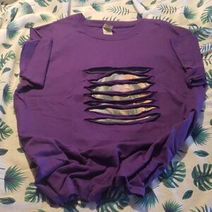 New Purple Cut-Out Graphic T-Shirt